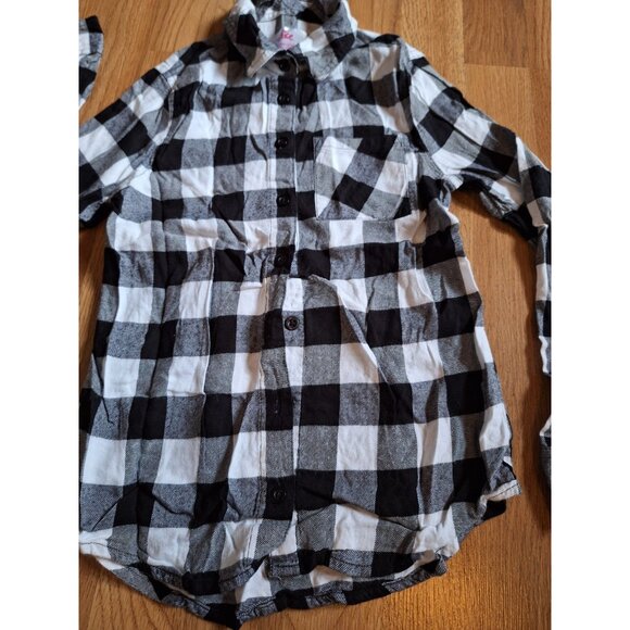 Justice Girl’s Gray Plaid Button Up Long Sleeve Western Style Short Kids Sz 10 - Picture 3 of 9